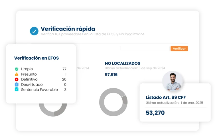 captural de pantalla de portal de proveedores y la funcionalidad para validar proveedores ante la lista de efos del sat