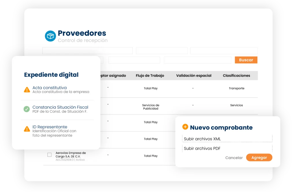 Captura de pantalla sobre el expediente de proveedores digital de portal de proveedores